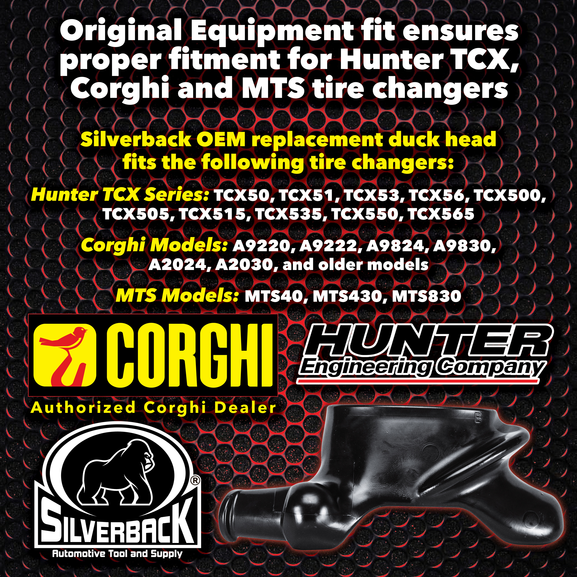 Wing Style Black Plastic Duck Head for Corghi, Hunter TCX Tire Changers - Image 7