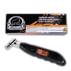 Silverback Automotive Professional Digital Tire Pressure Gauge, 0-150 PSI for Car, Truck and Motorcycle with Backlit LCD with 4 Unit Measurements.