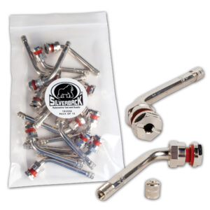 The Silverback TR555D Truck Tire Valves with Premium Brass and Ozone Resistant Viton Rubber. Pack of 15 Truck Valves for Aluminum (Alcoa) Wheels.