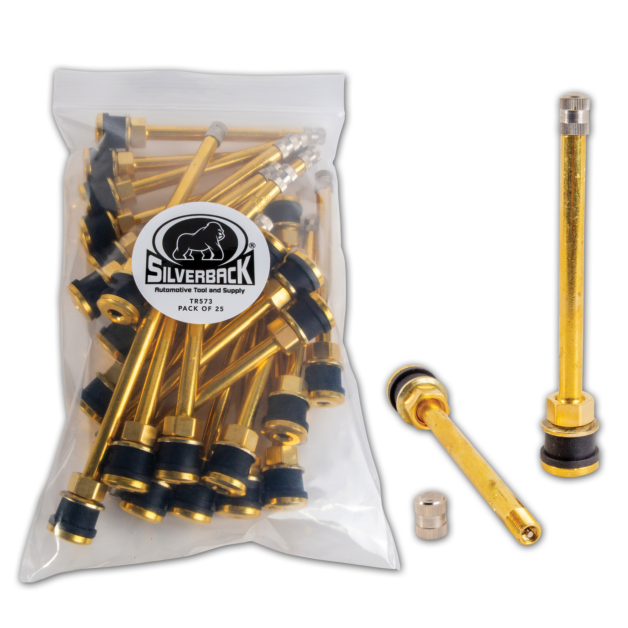 The Silverback TR573 Brass Truck Valve with Premium Brass and EPDM Ozone Resistant Rubber. Pack of 25.